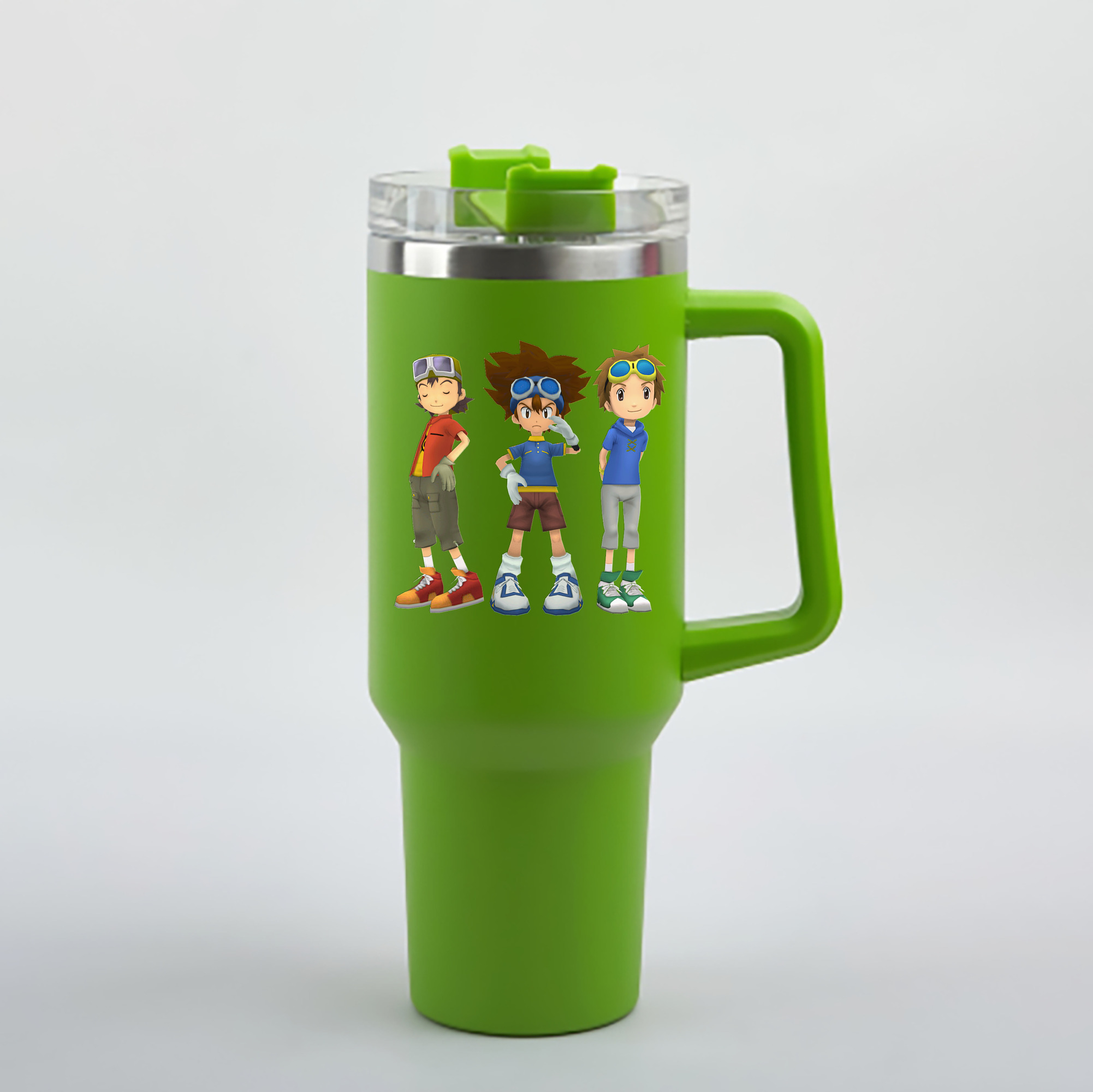 （画像用） Digimon デジタルモンスター/デジモン 1200mL車用タンブラー - クリスタルステッカー（プラスチックストロー付き）